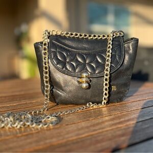 Bally Italian Leather | RARE Vintage Quilted Black Leather Bag | Unique Clasp